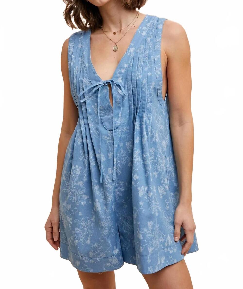 NEW ANNIEWEAR ricky bobby floral pintuck romper in iight blue